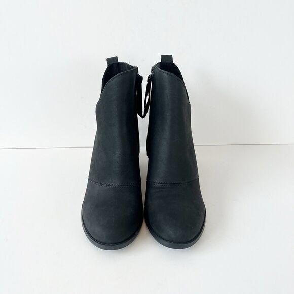 Toms Sutton Wedge Ankle Boot Black Leather Booties Pull On Women’s Size 7 - Picture 5 of 10